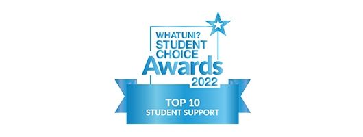 Whatuni Student Choice Awards 22 - Top 10 Student Support award logo